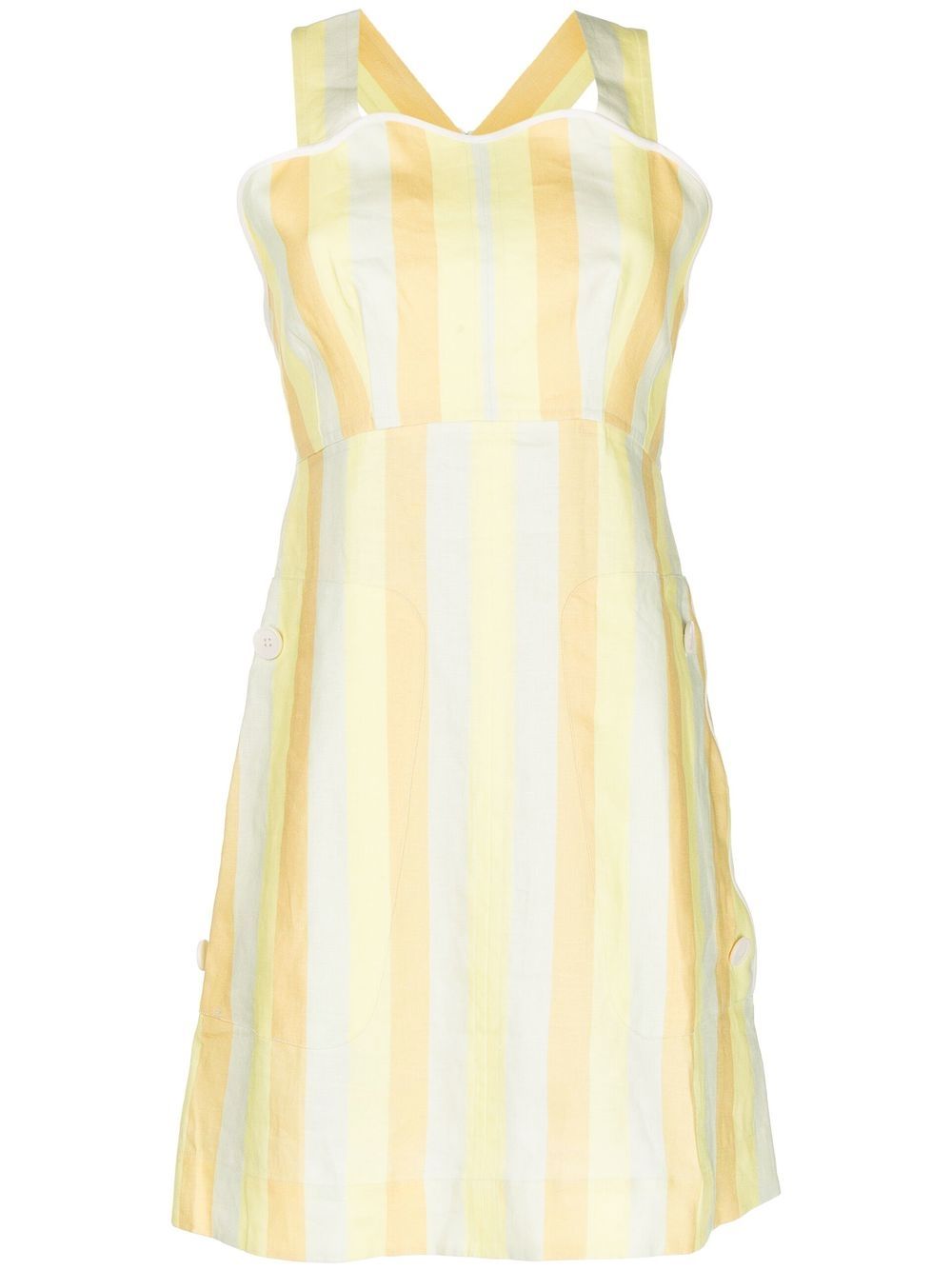 Striped apron dress - Yellow