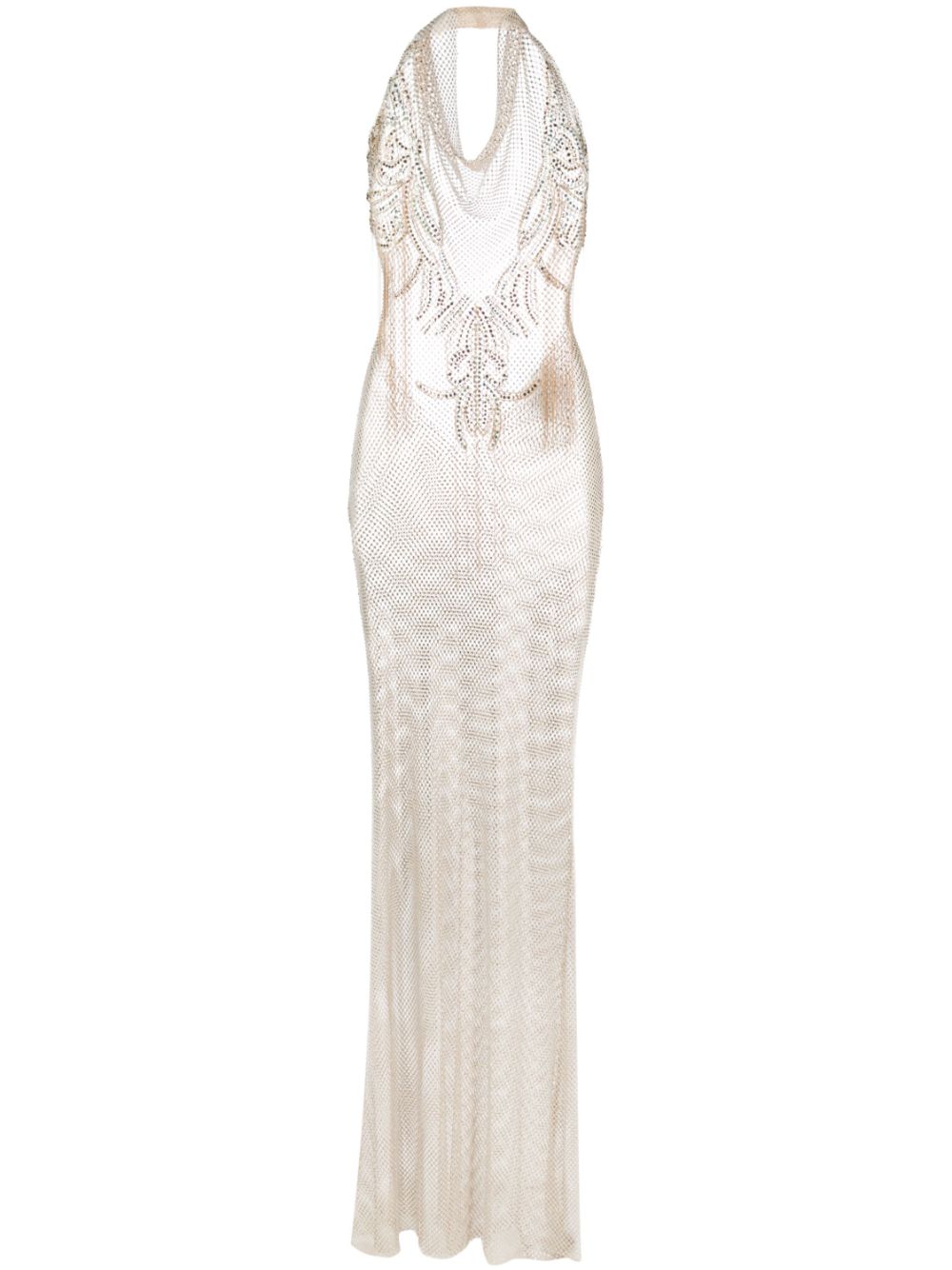 Rhinestone-embellished sheer gown - Gold