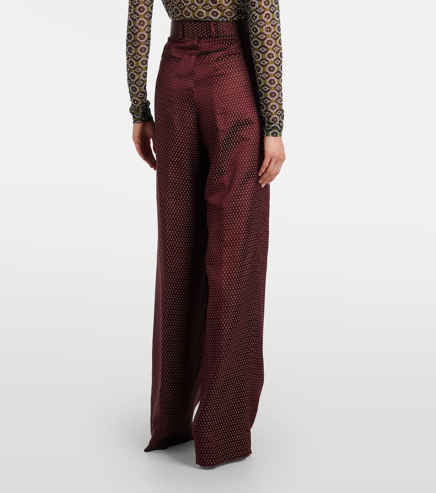 Belted high-rise wide-leg pants