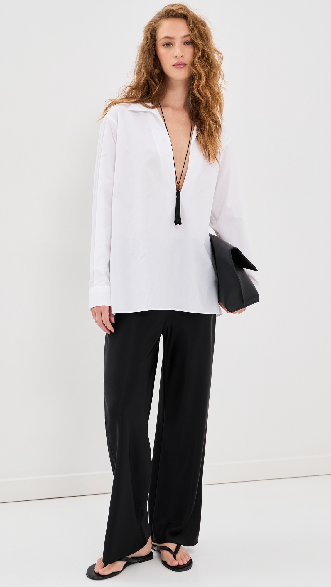 Deep V Blouse White