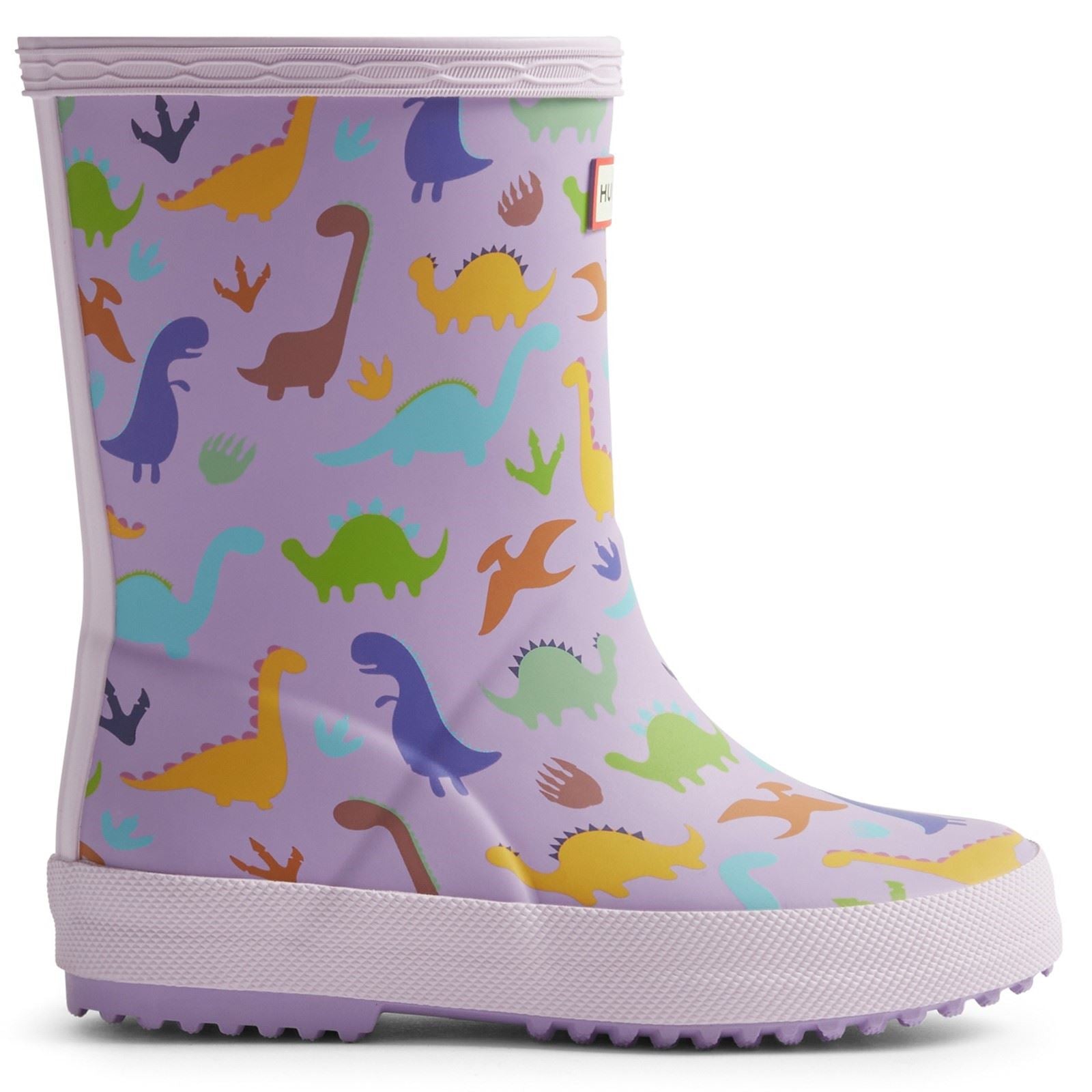 Hunter Kids Dinosaur Boot Rubber Purple Dinosaur Wellington Boot