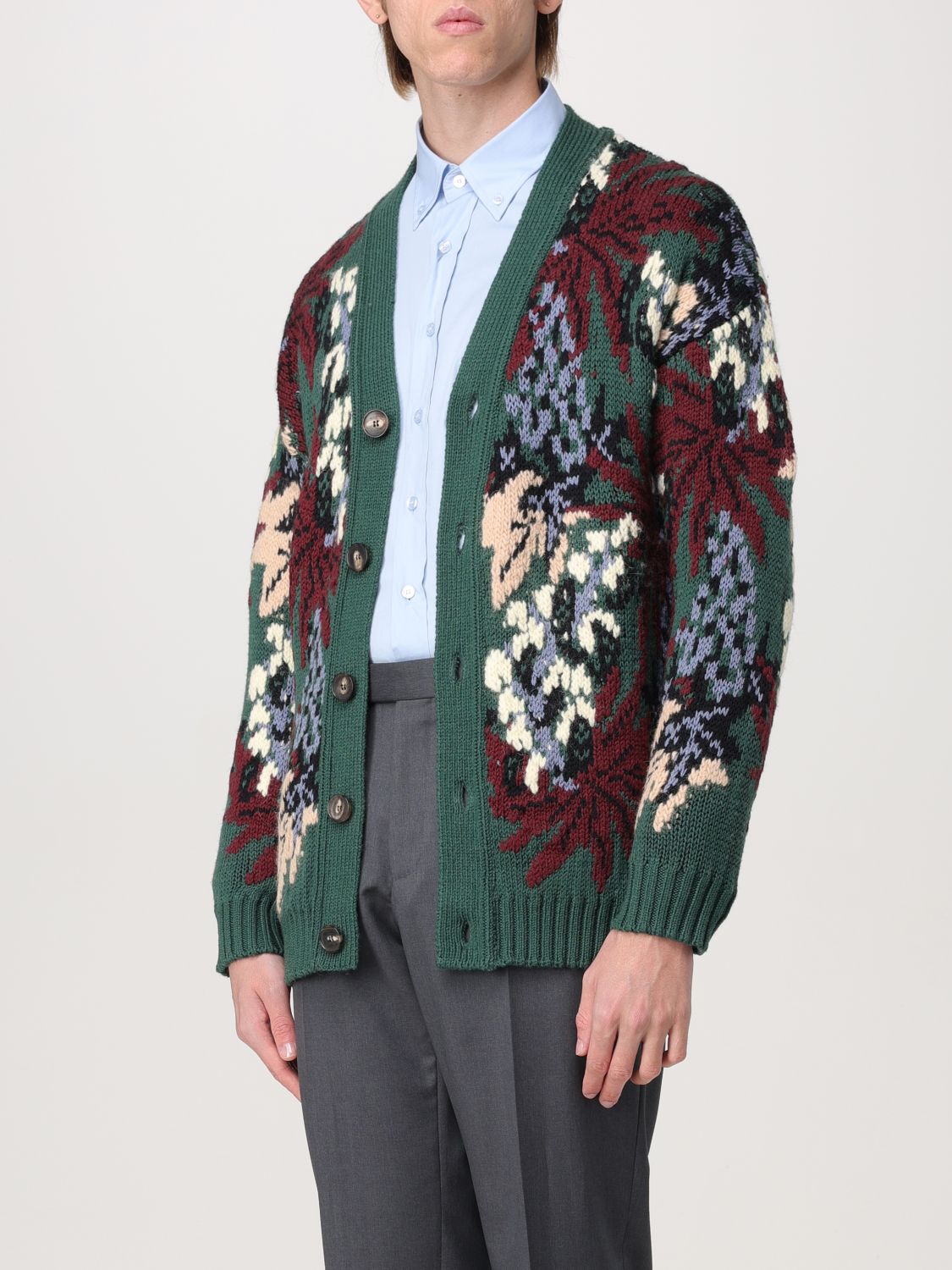 V-neck jacquard cardigan - Green
