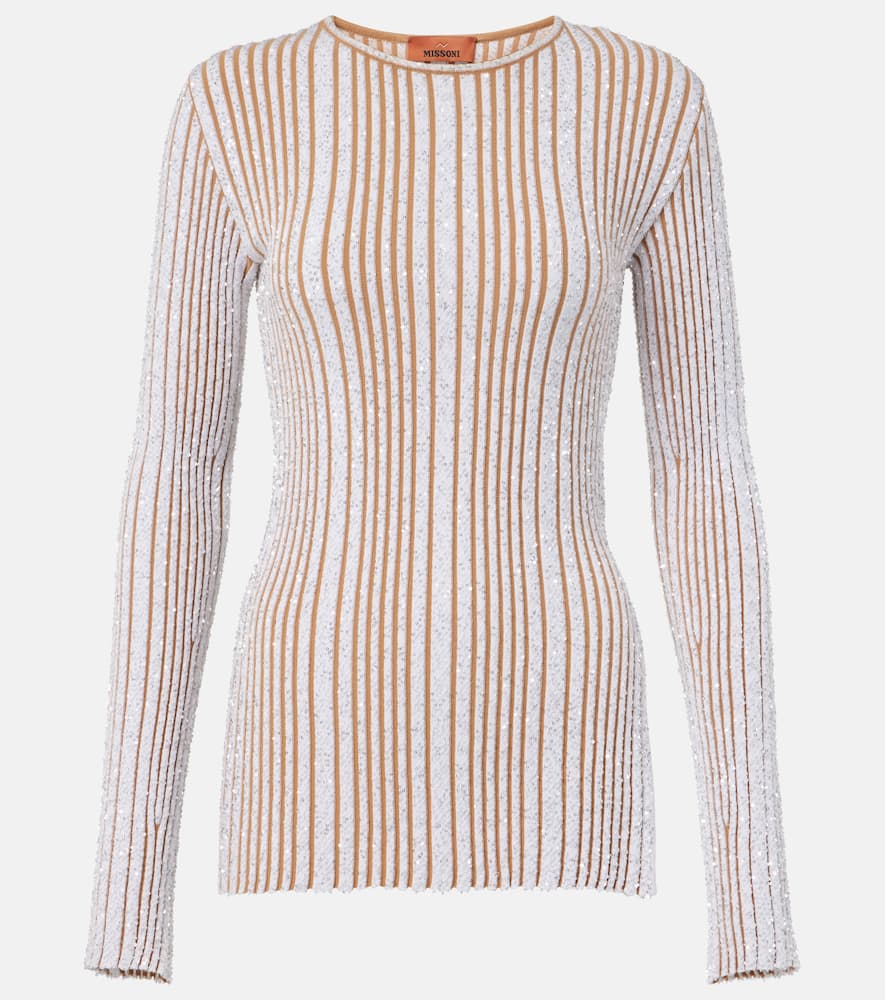 Sequined striped sweater