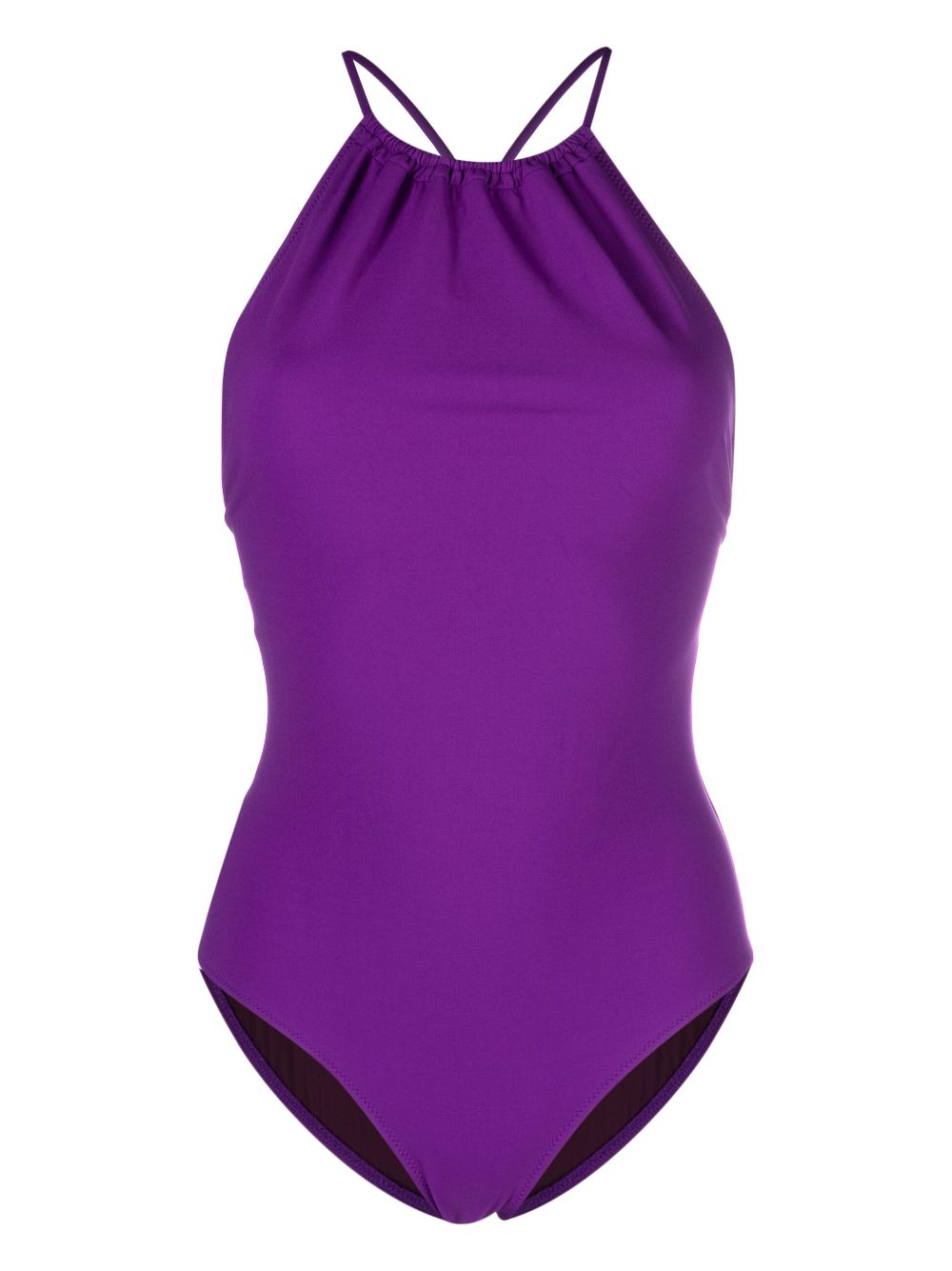 Plain tie-fastening swimsuit - Purple