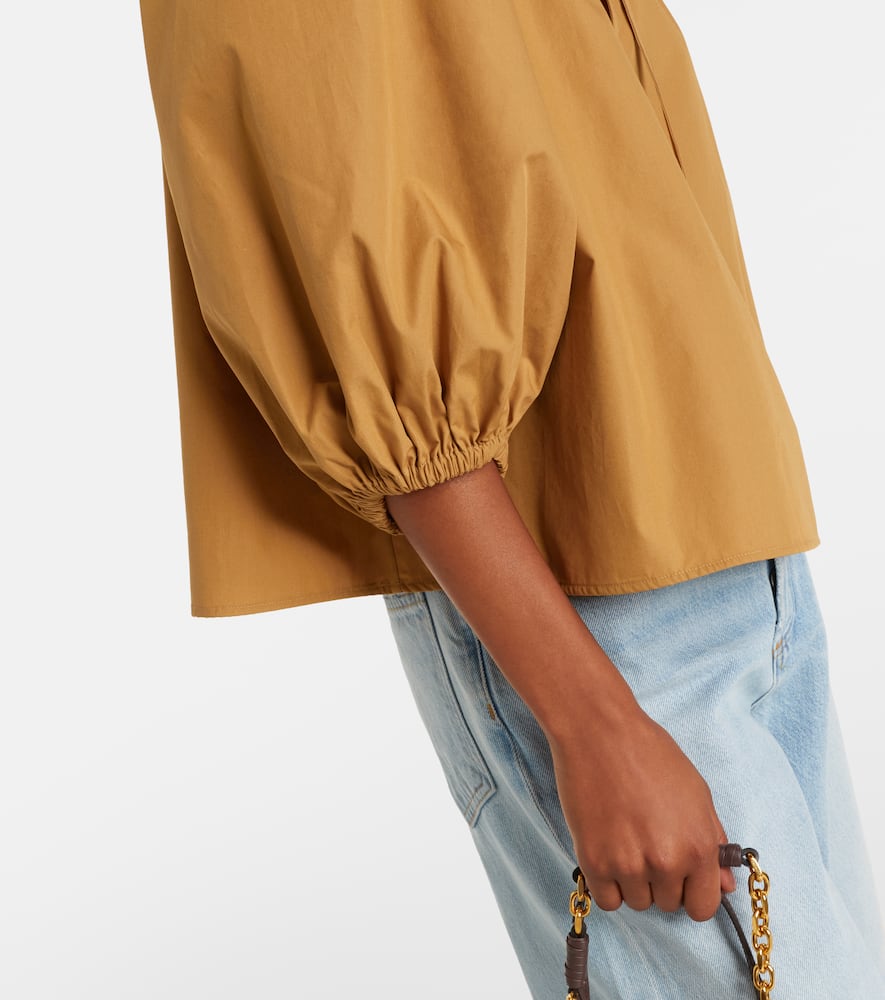 Gathered cotton poplin blouse
