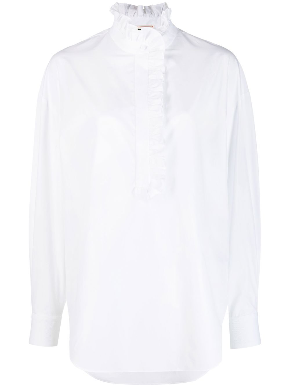 Ruffled cotton shirt - White