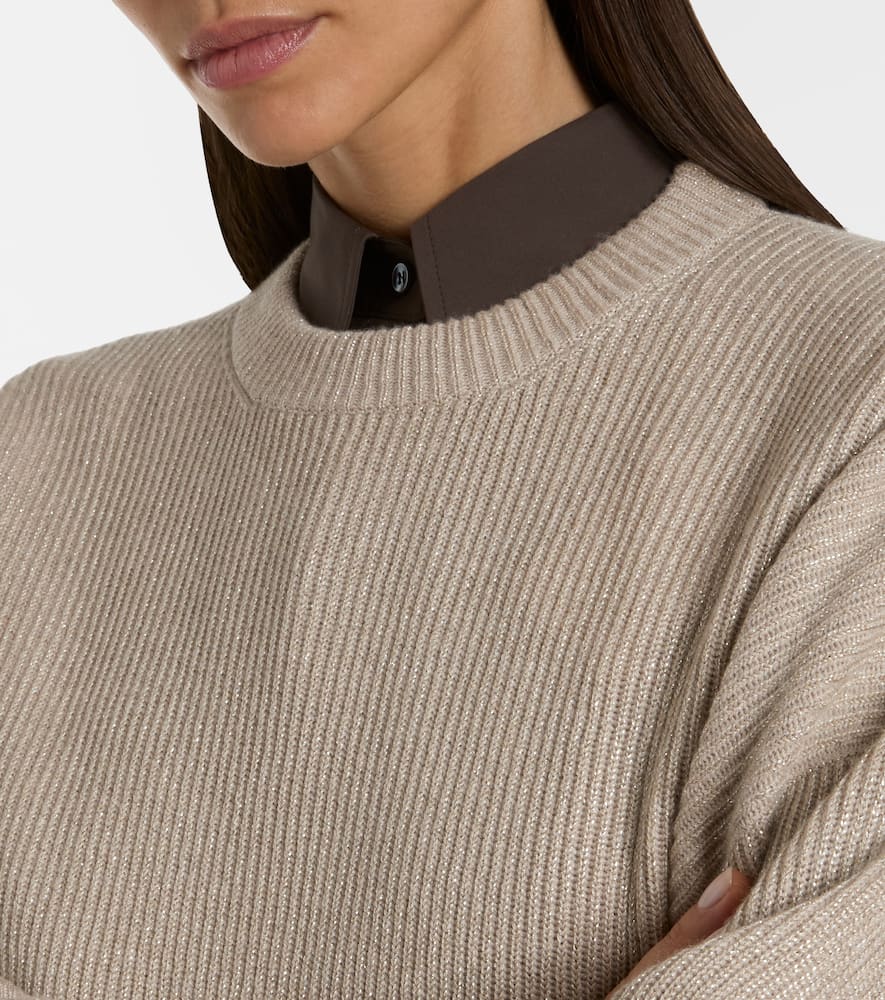 Ribbed-knit cashmere-blend sweater