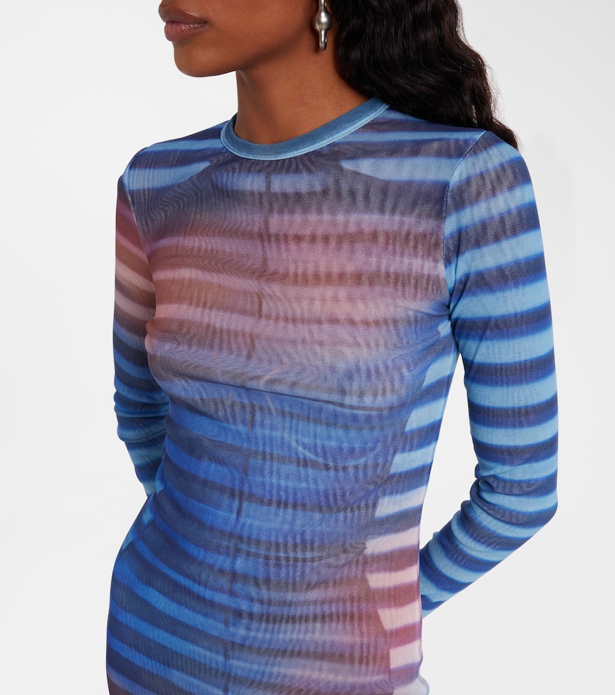Air striped tulle maxi dress