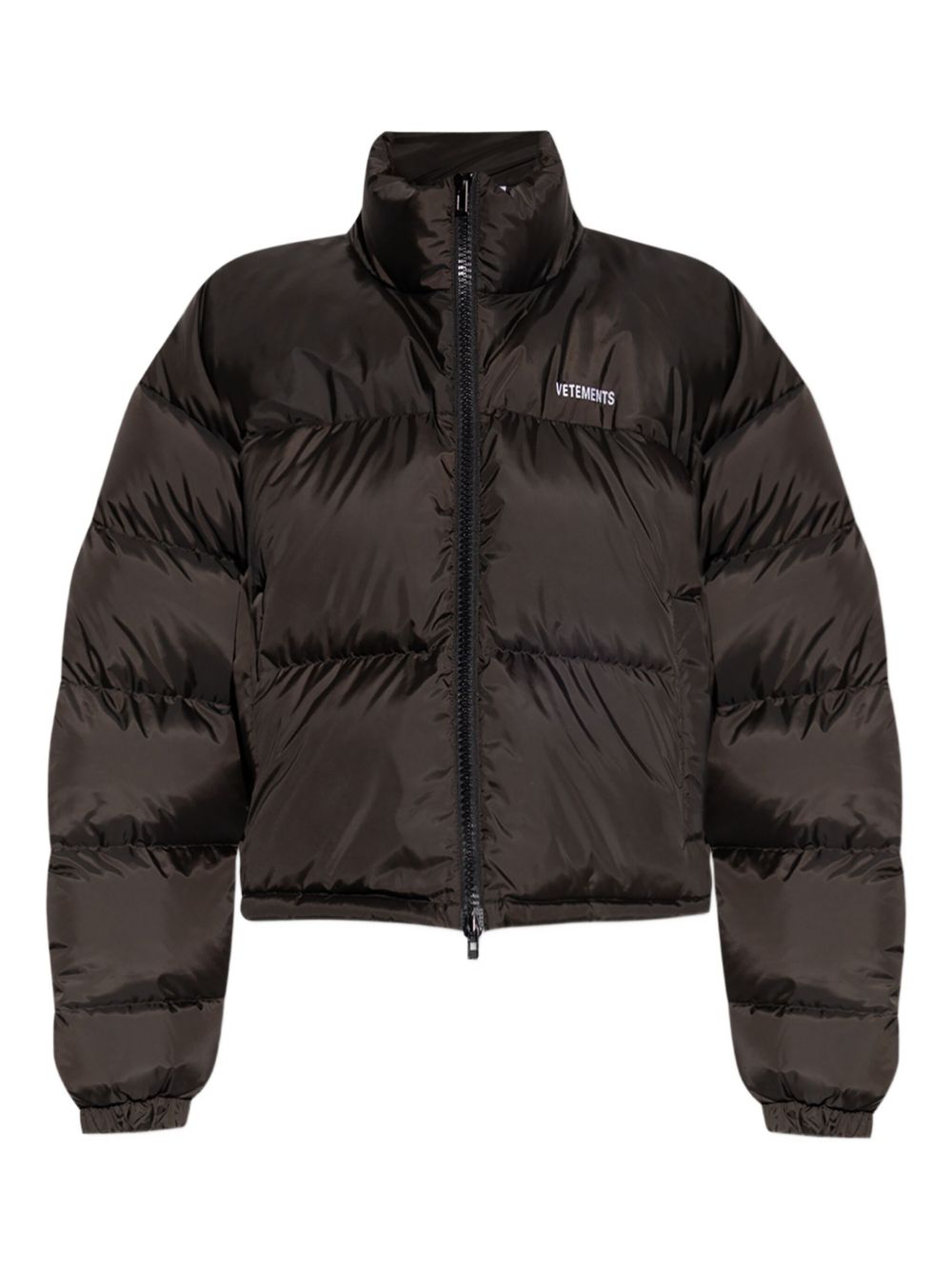 Logo-embroidered puffer jacket - Black