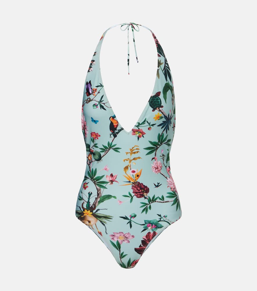 Printed halterneck swimsuit