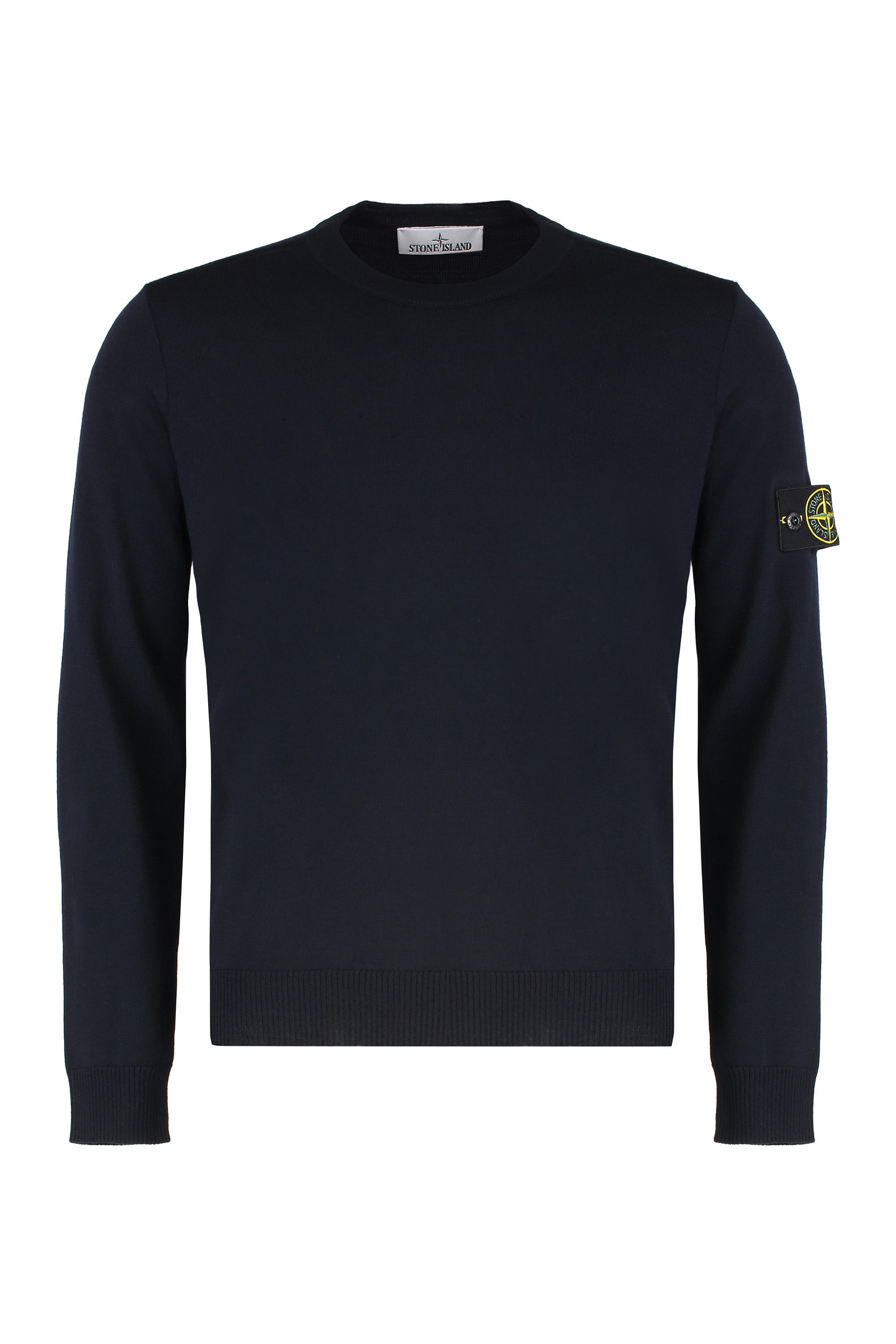Virgin Wool Crewneck Sweater with Removable Logo Patch