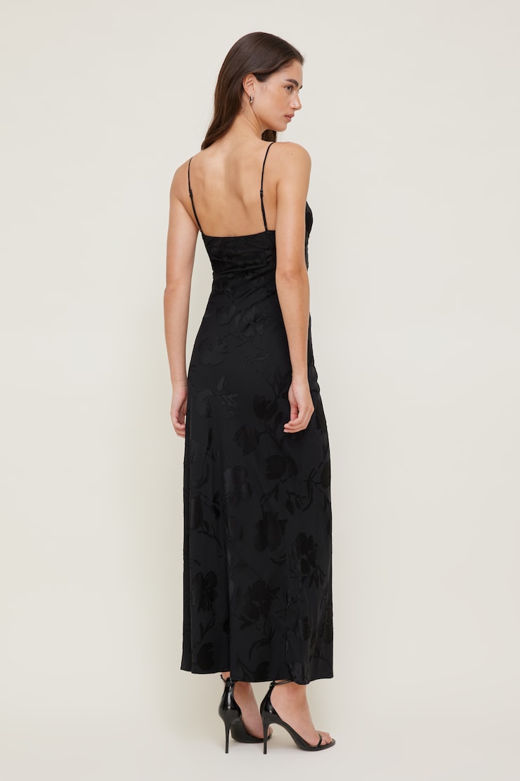Jacquard Bustier Maxi Dress - Black - Women Clothing