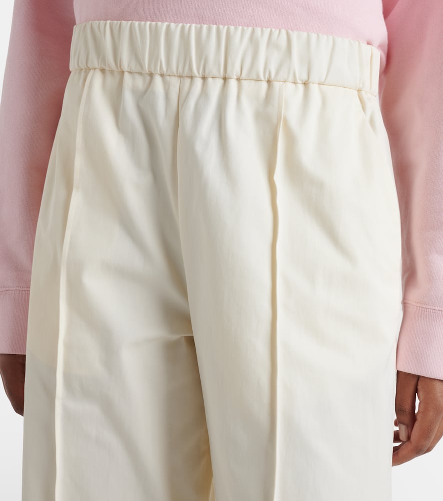Pleated cotton wide-leg pants