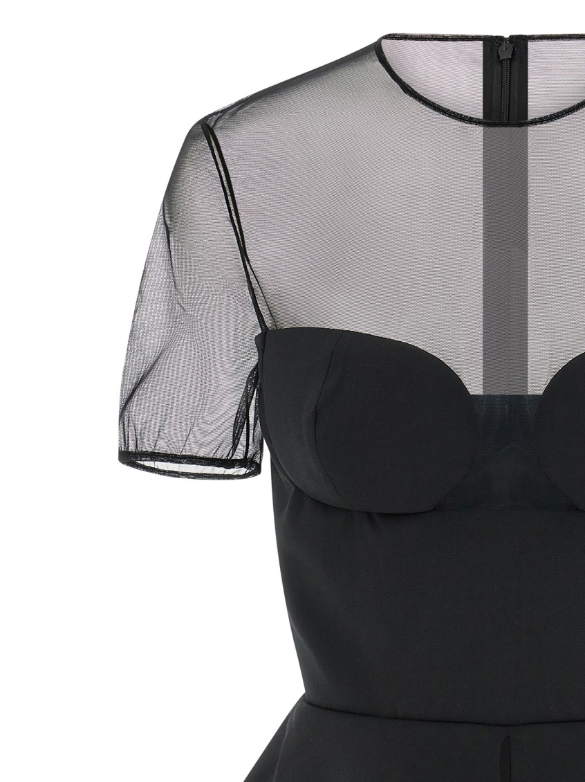 Tailored Bustier With Sheer Neckline Top