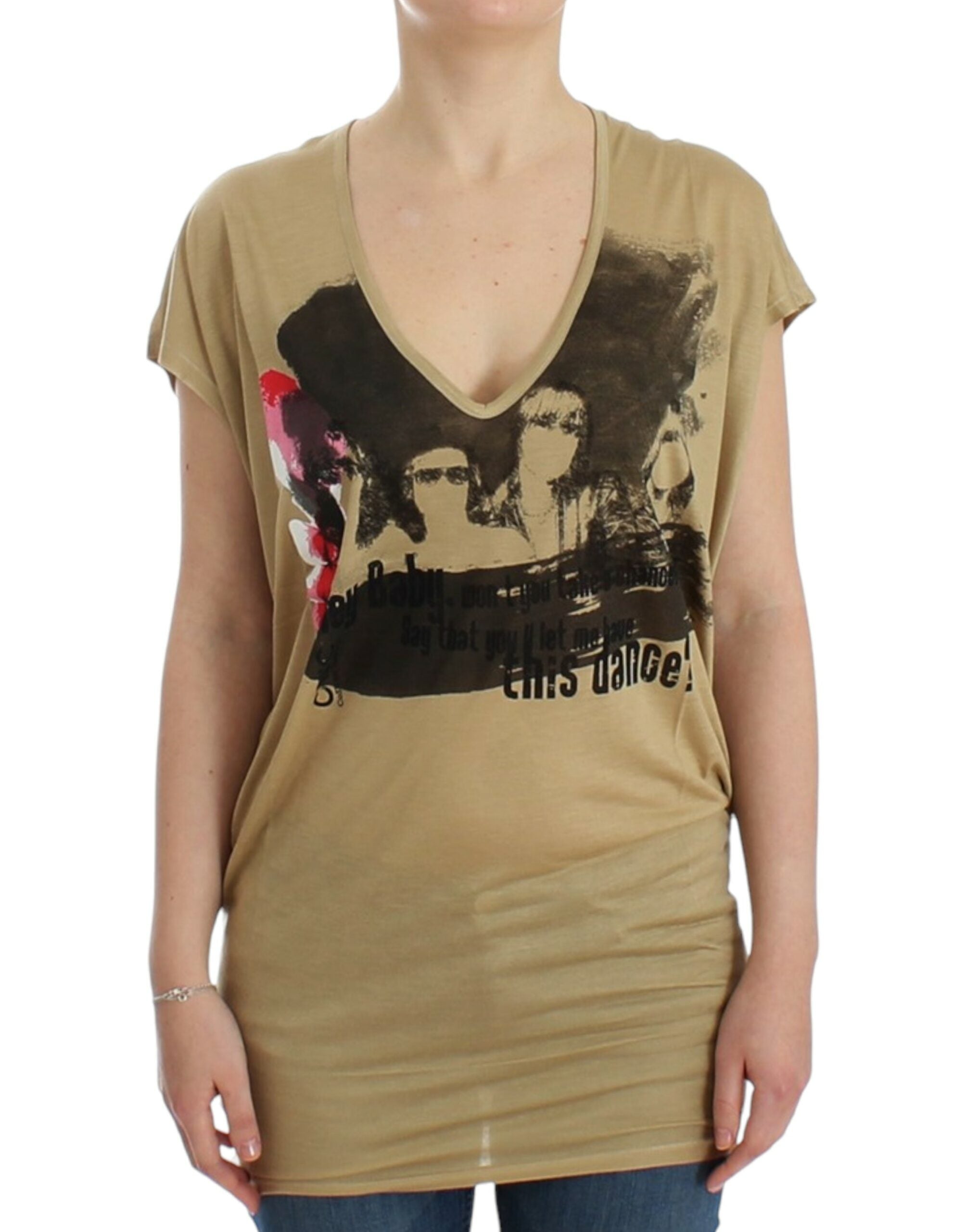 Motive Print T-Shirt — Beige