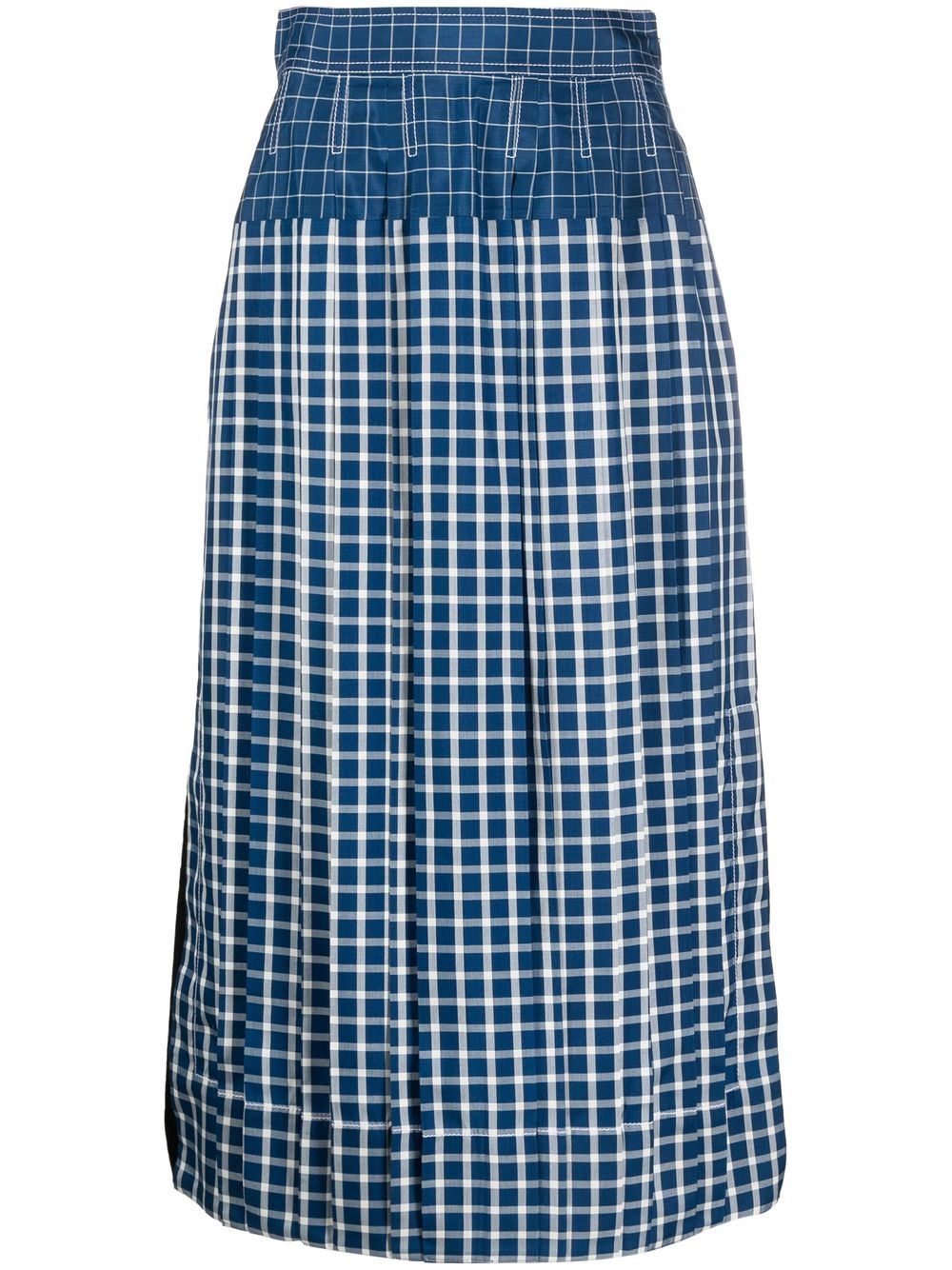 Panelled check midi skirt - Blue