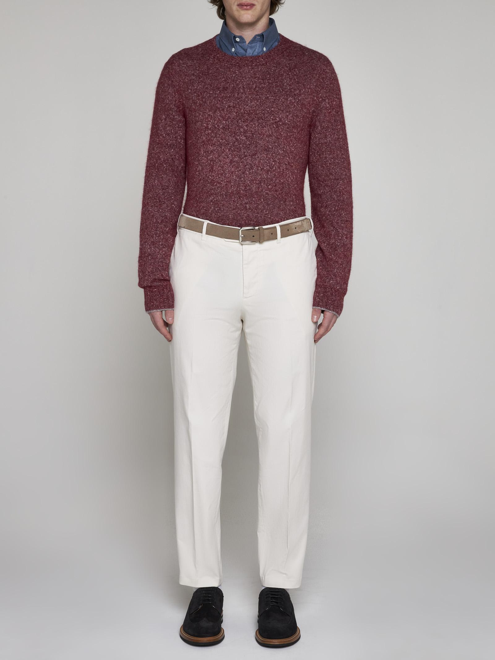 Mélange-effect crew-neck jumper - Red
