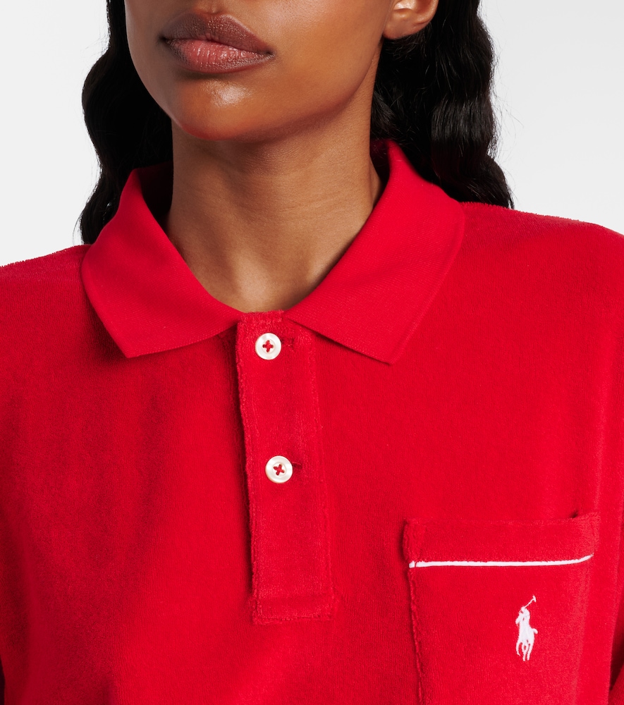 Cotton-blend terry polo shirt