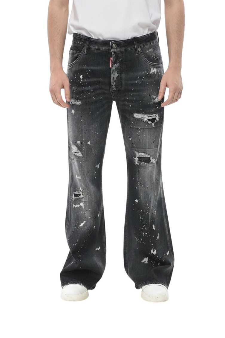 Grey Flared Mid Rise Jeans