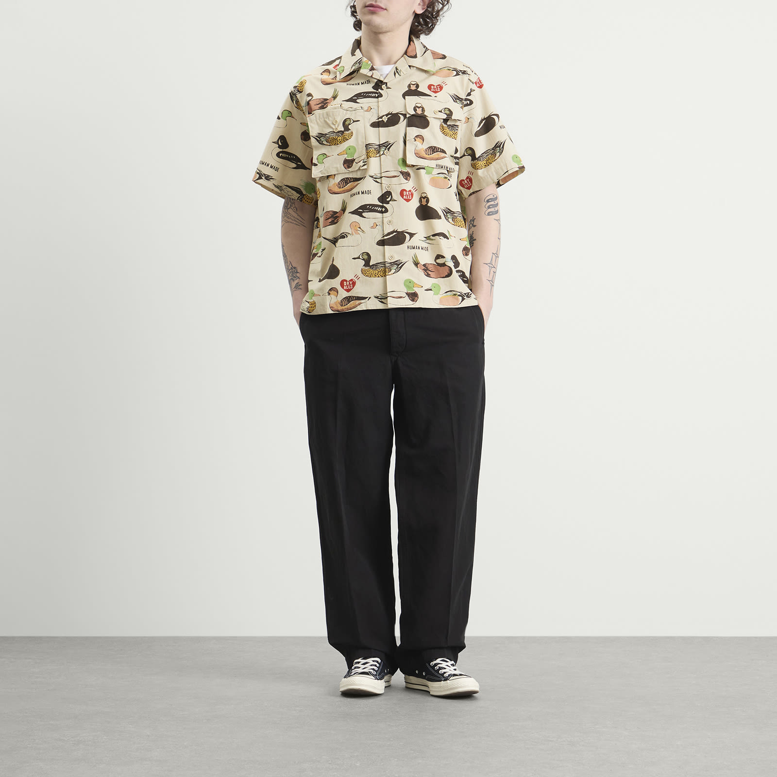 Men's Decoy Duck Printed Shirt Beige