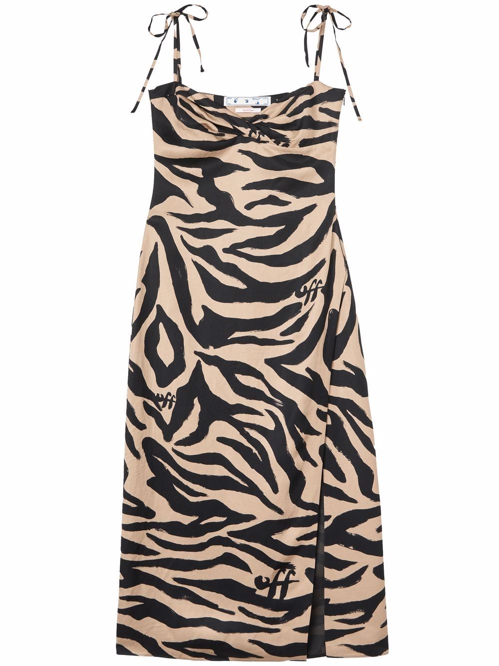 ZEBRA VI TWISTED LONG DRESS BEIGE  BLACK