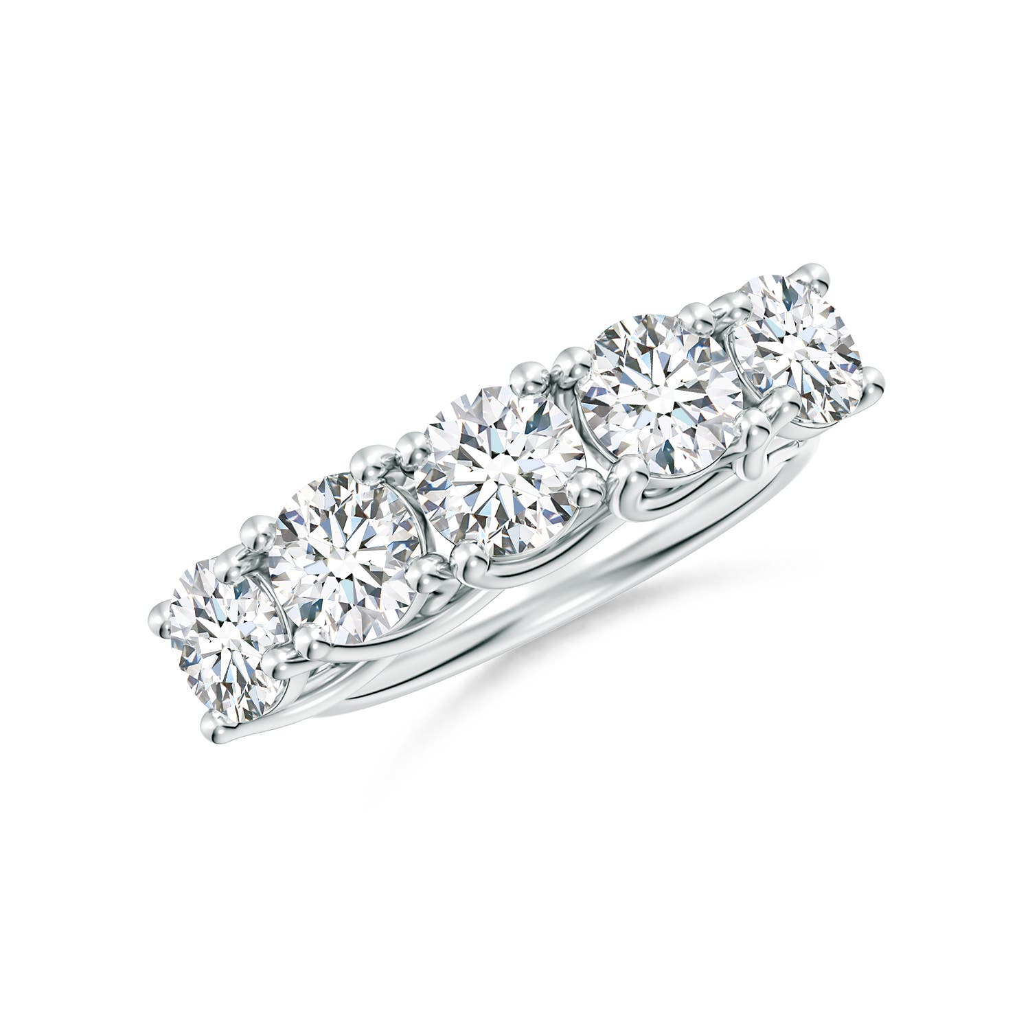 Angara 2.5 CTW Lab-Grown Half Eternity Five Stone Diamond Wedding Ring in 14K White Gold