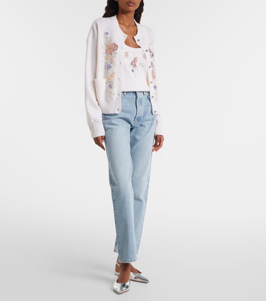 Sequined wool and cashmere cardigan