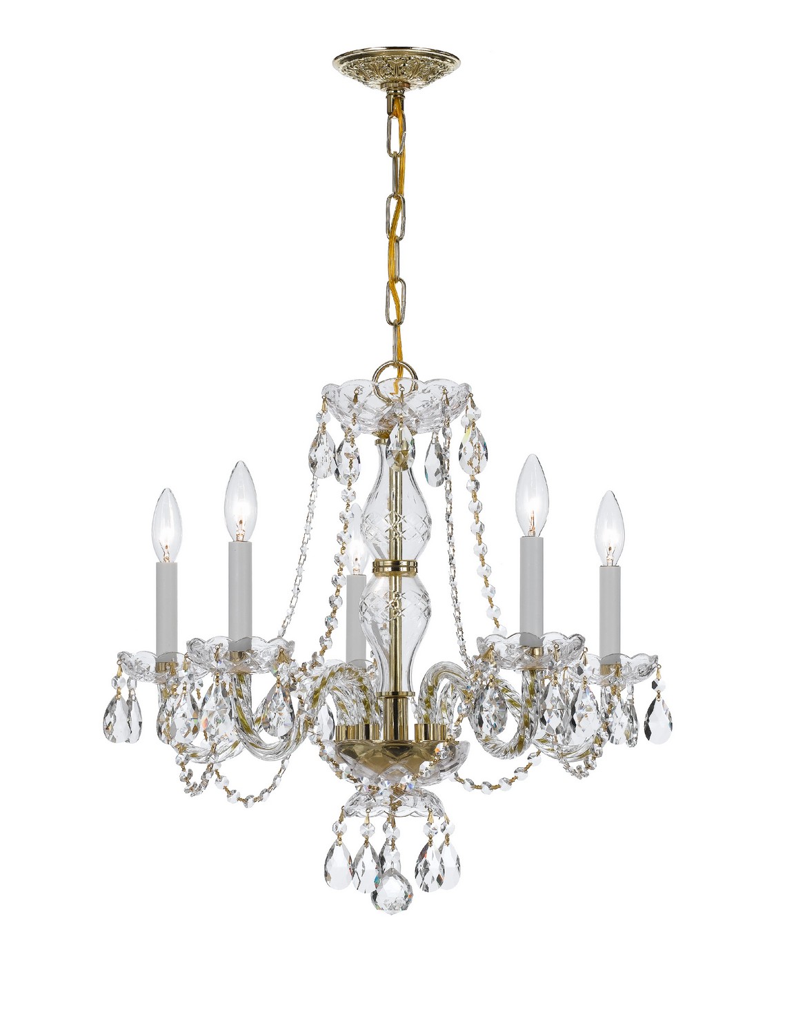 Polished Brass Chandelier from the Traditional Crystal Collection
