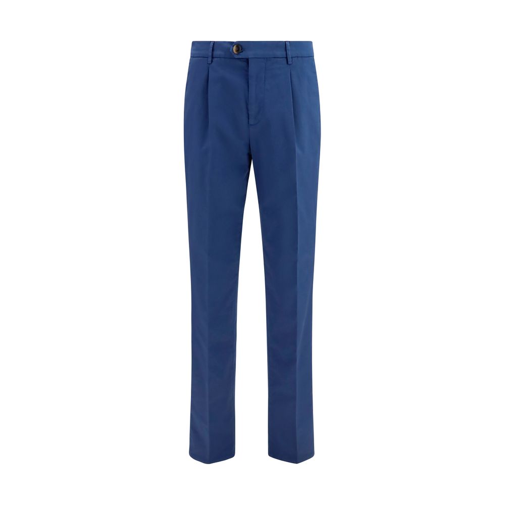 Cotton Blend Chino Pants — Blue