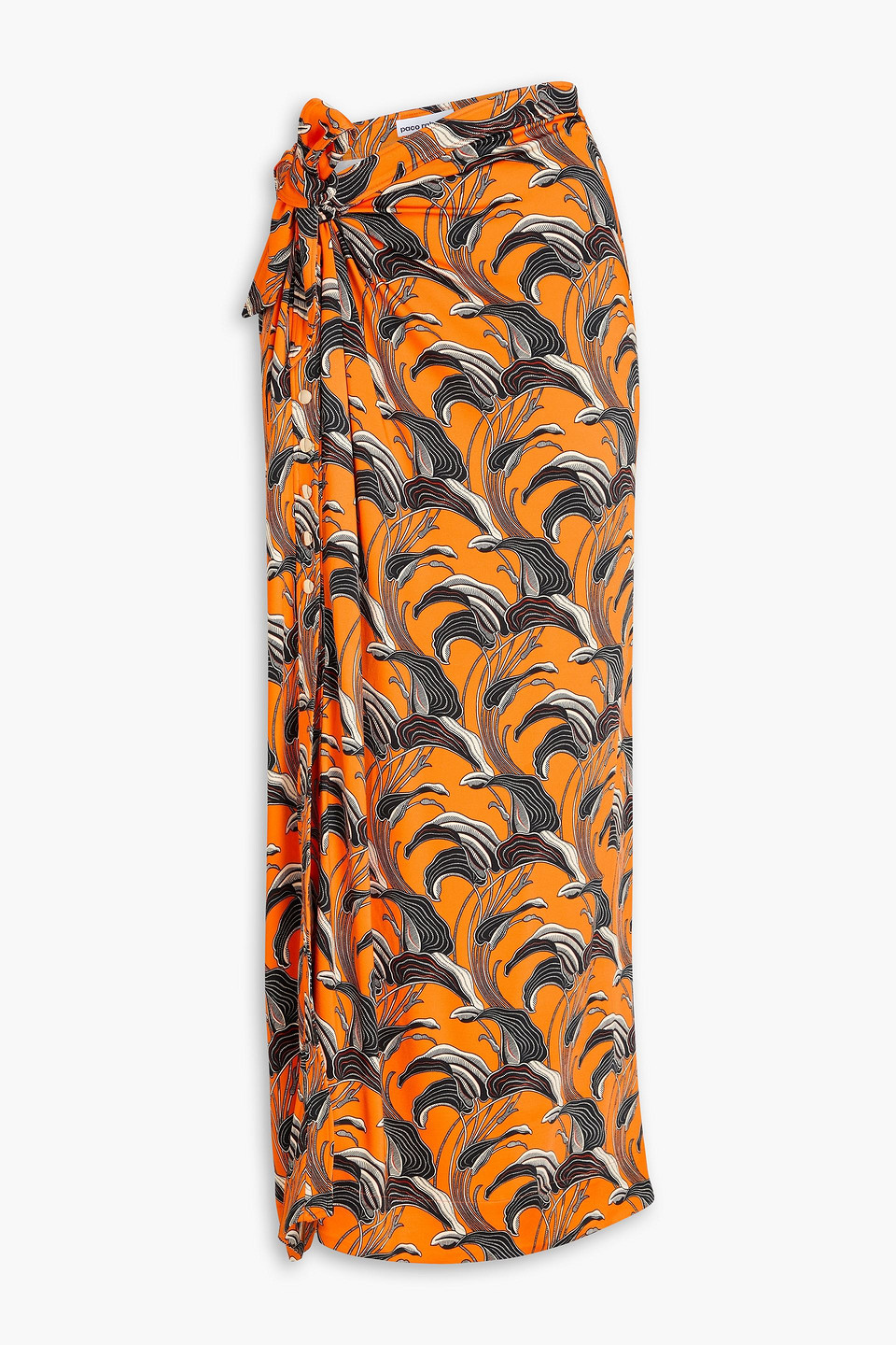 Ruched printed jersey maxi skirt - Orange - FR 40