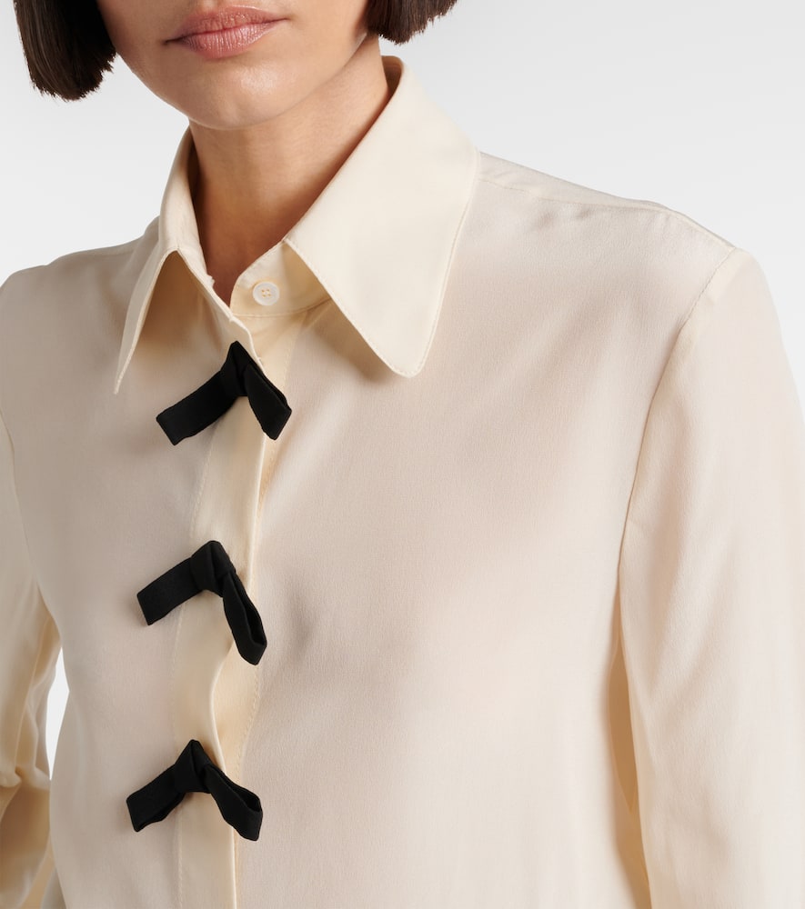 Bow-detail silk crêpe de chine blouse
