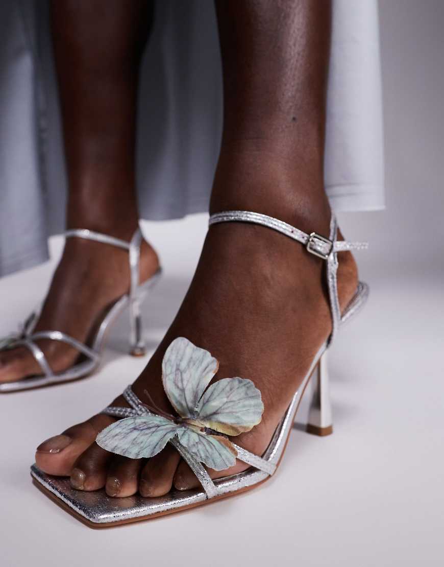 Public Desire Colossus barely there heeled sandals in silver