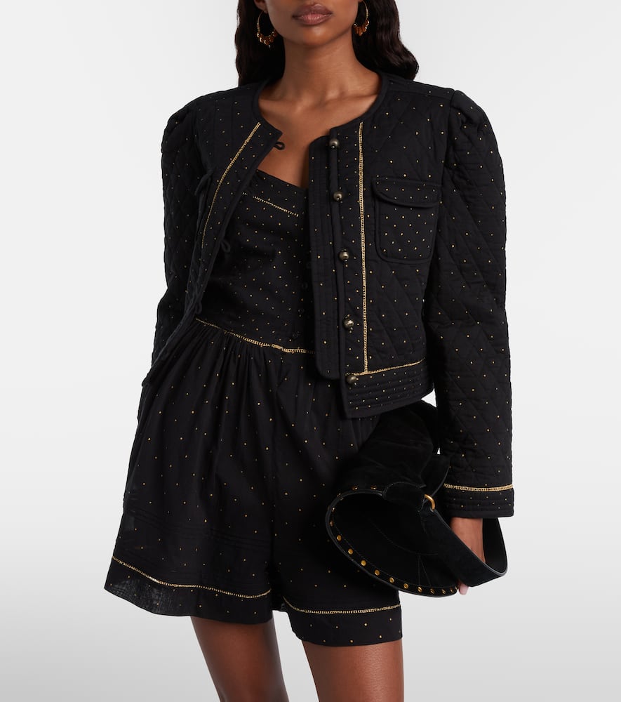 Vania embellished cropped cotton jacket