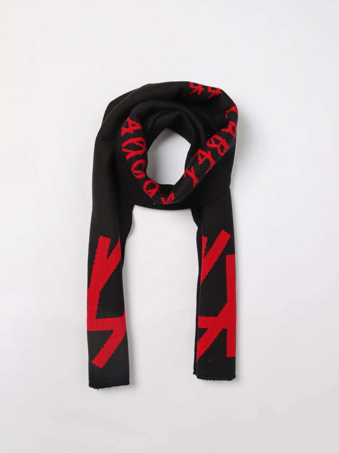 Logo-jacquard scarf - Black