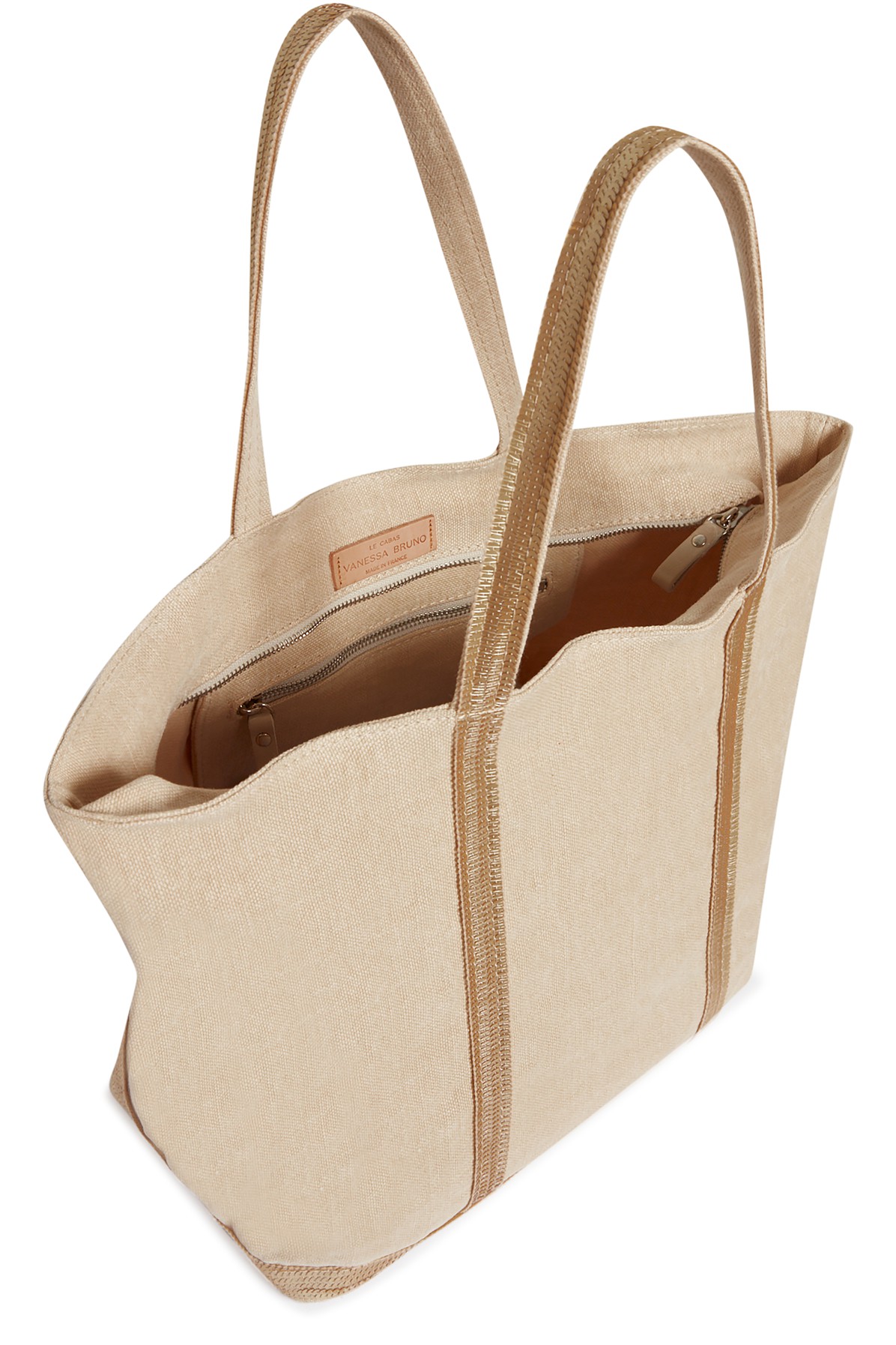 Linen L cabas tote bag