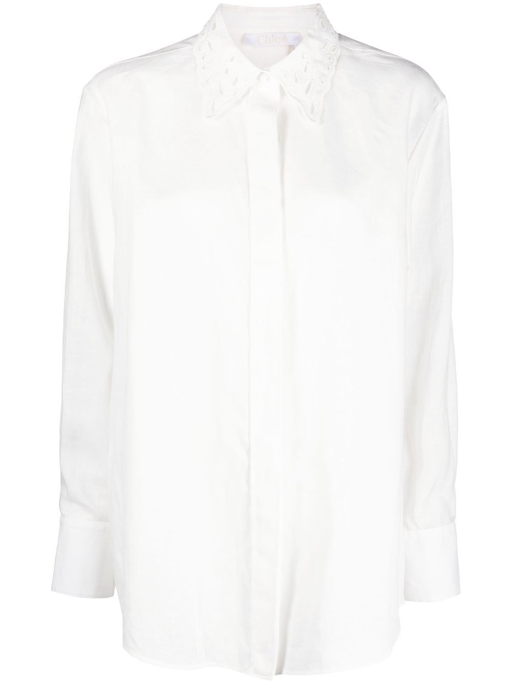 Broderie anglaise linen shirt - White