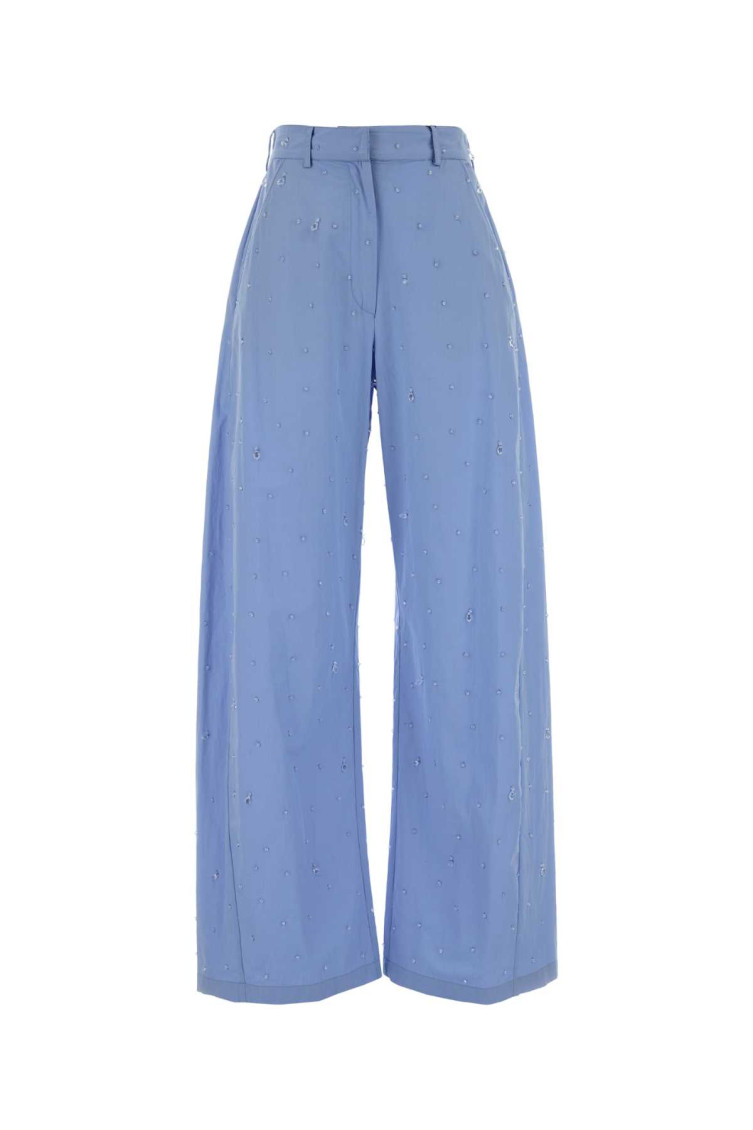 Powder Light-blue Poplin Wide-leg Pant