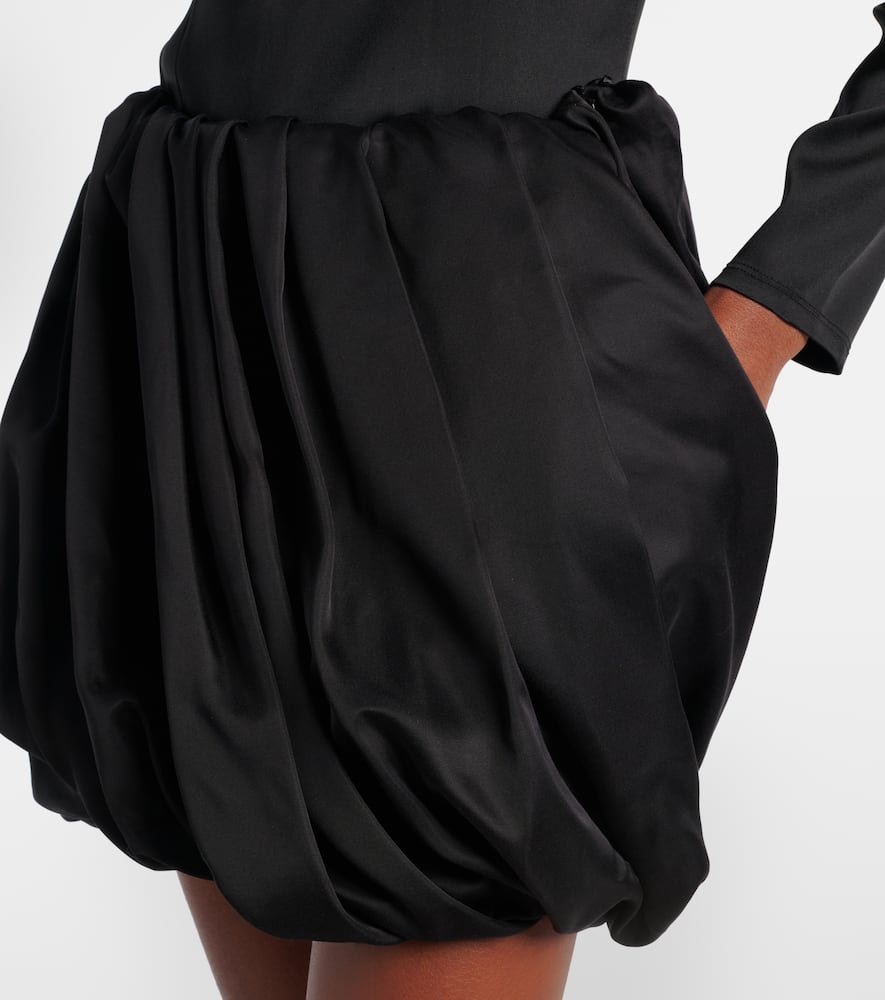 Pleated satin miniskirt