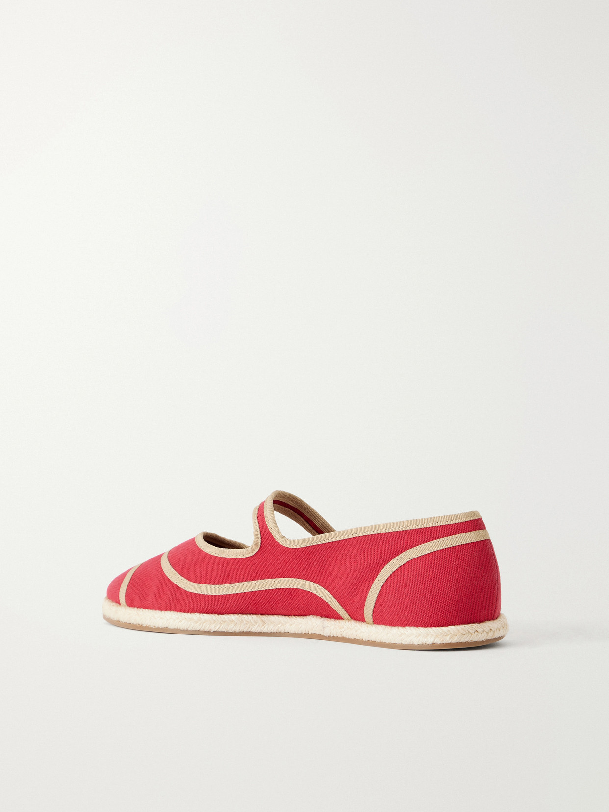 Nora Canvas Espadrille Mary Jane Flats - Red