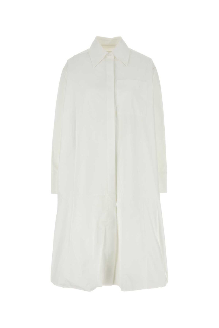 White poplin shirt dress