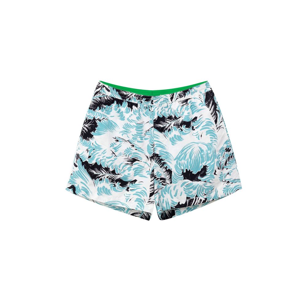 Feather Print Swim Shorts — White
