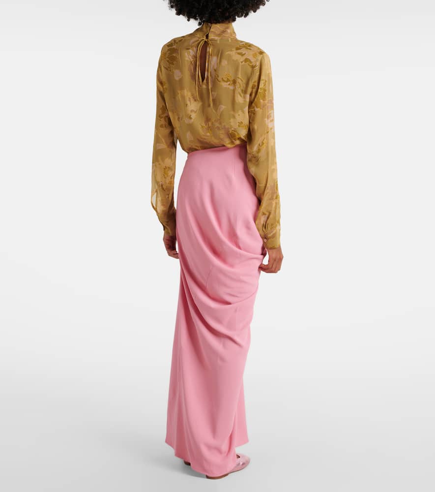 Draped crêpe maxi skirt