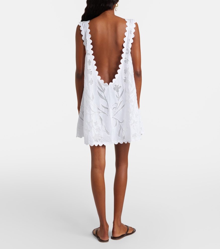 Embroidered scalloped cotton minidress