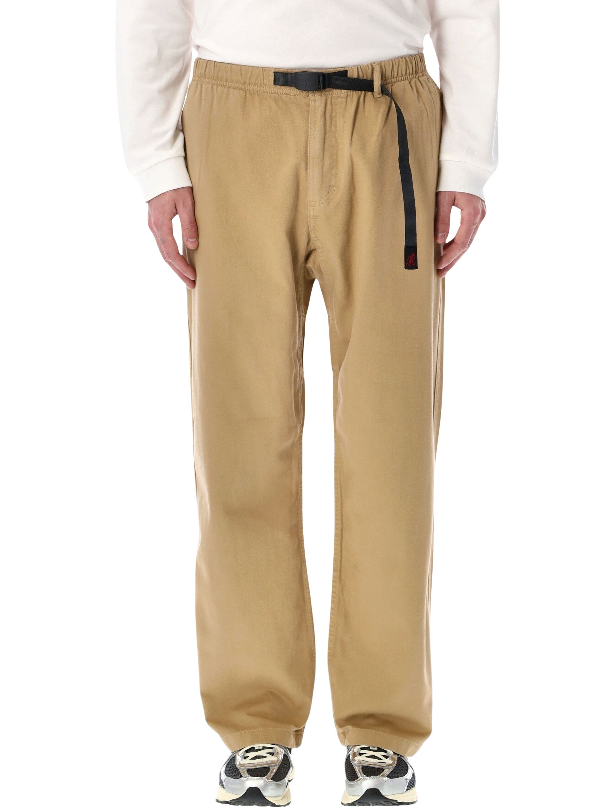 Men's Chino Pants with Integrated Belt and Gusset Design
