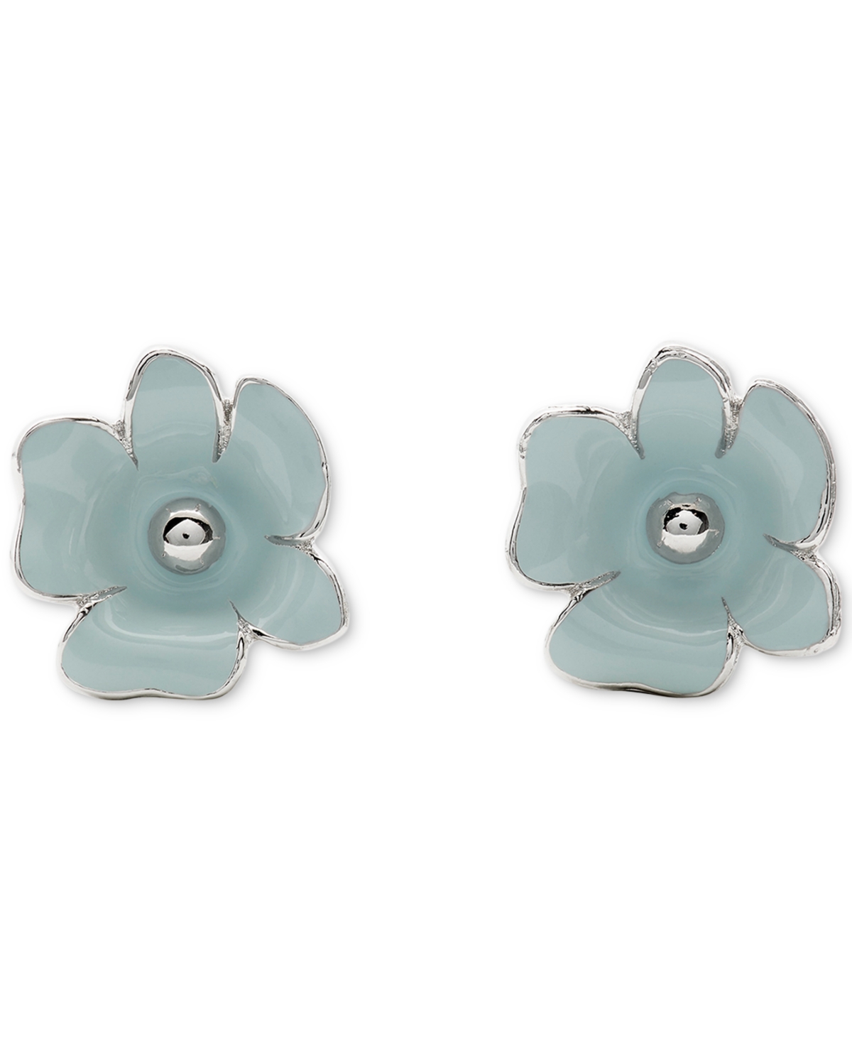 Cubic Zirconia Golden Bloom Flower Stud Earrings - Blue