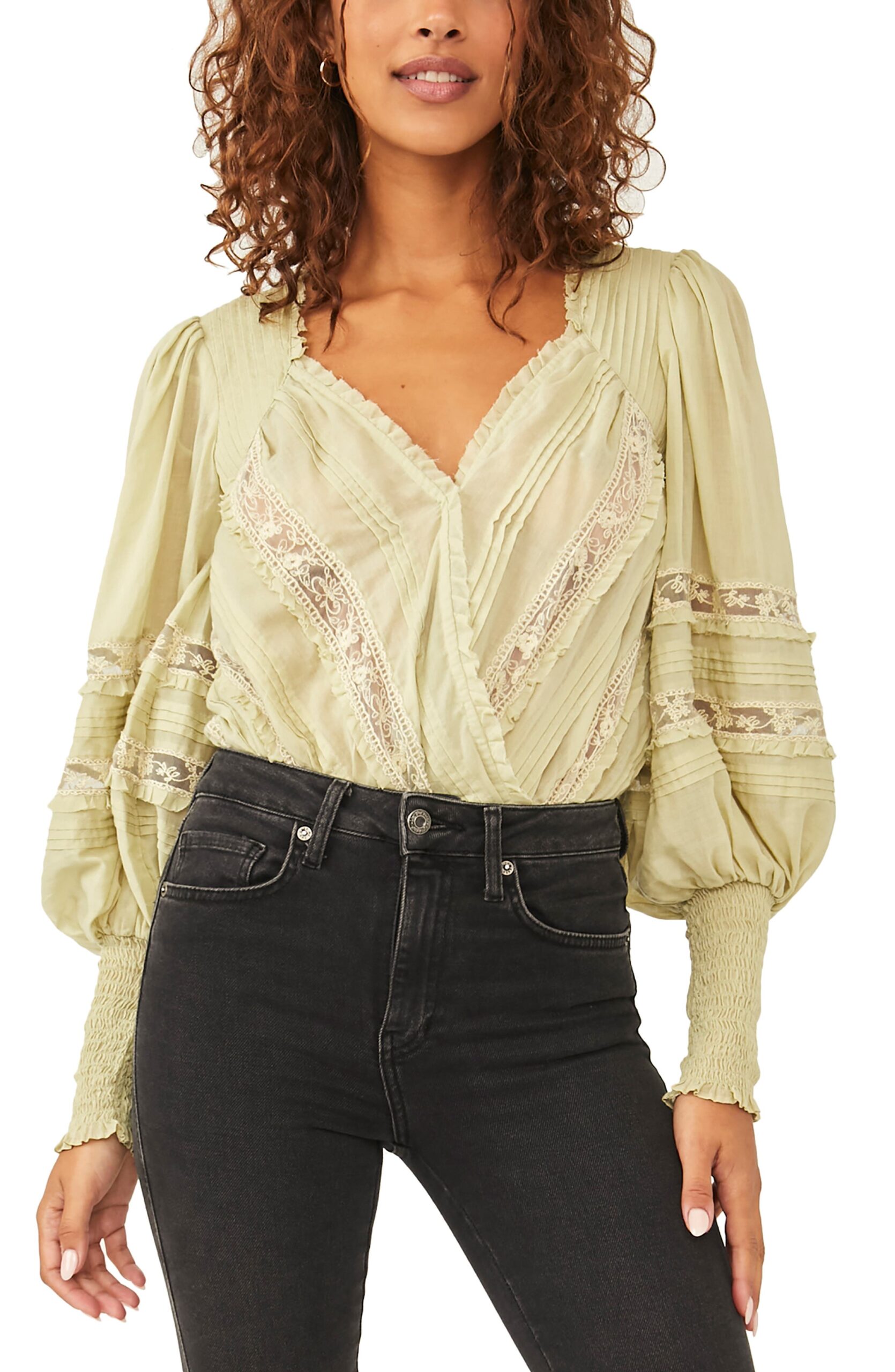 The Eloise Smocked Bodysuit In Sage Mint