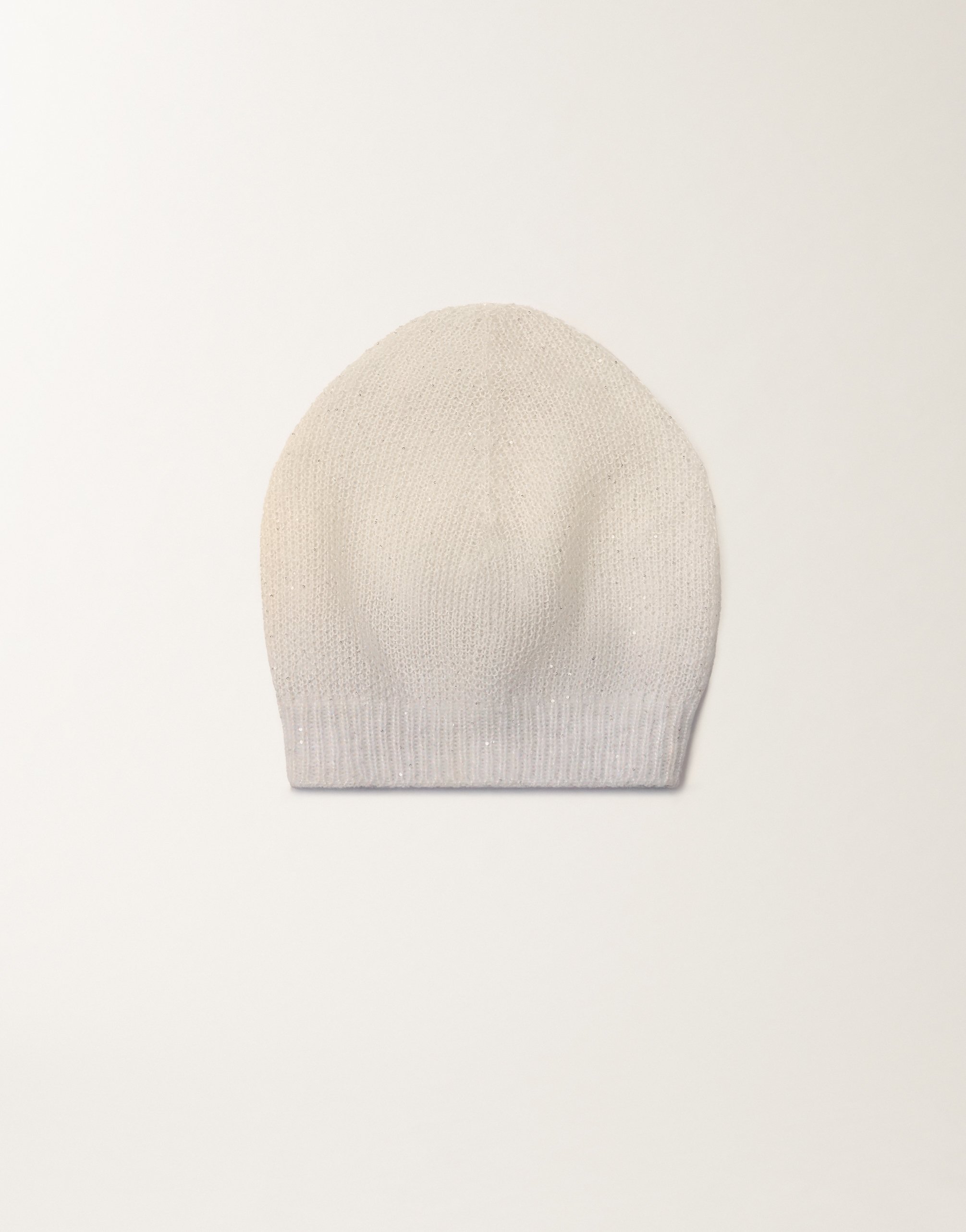 Mohair cap with gradient micro sequins, raffia and gray