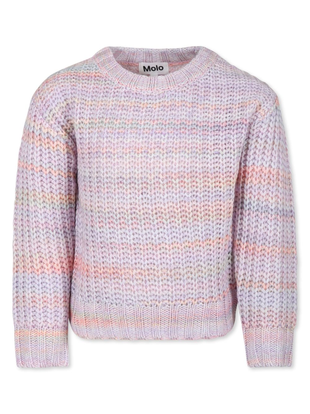 Stripe-pattern cable-knit jumper - Pink