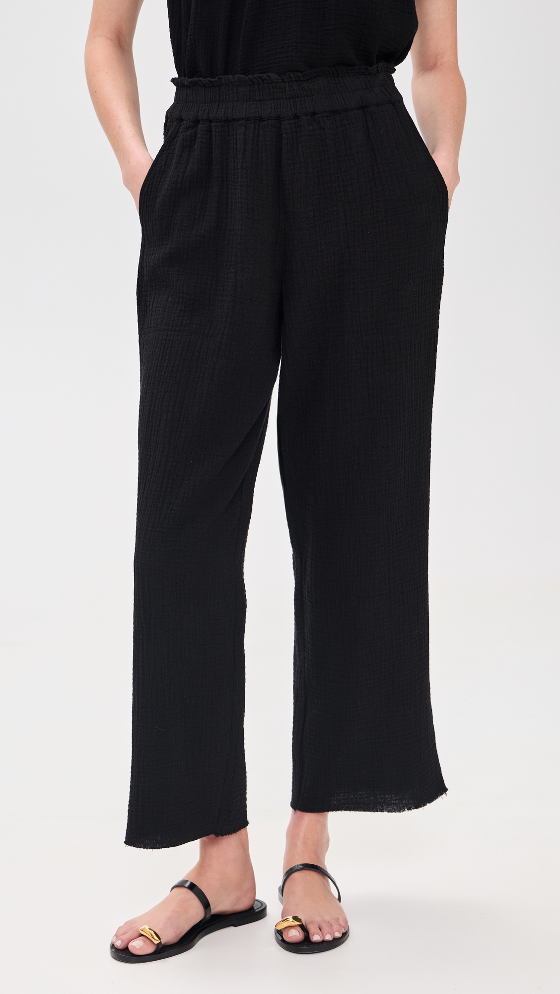 Leon Crop Pants Black Gauze