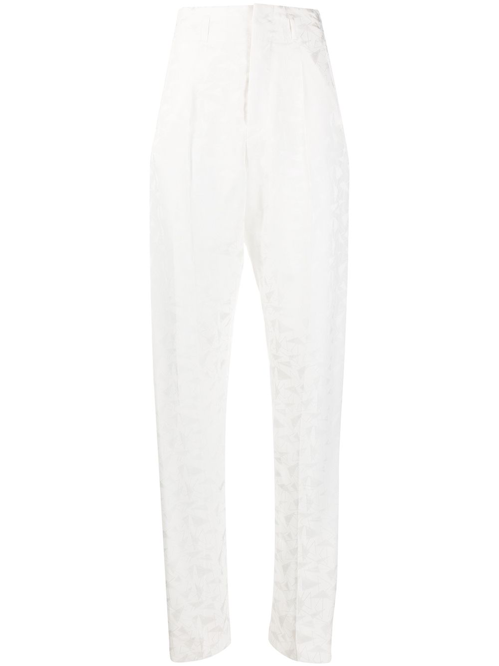 Tapered geometric print trousers - White
